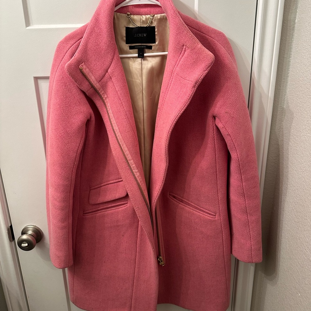 J.Crew Italian wool pink cocoon coat in Italian stadium-cloth wool